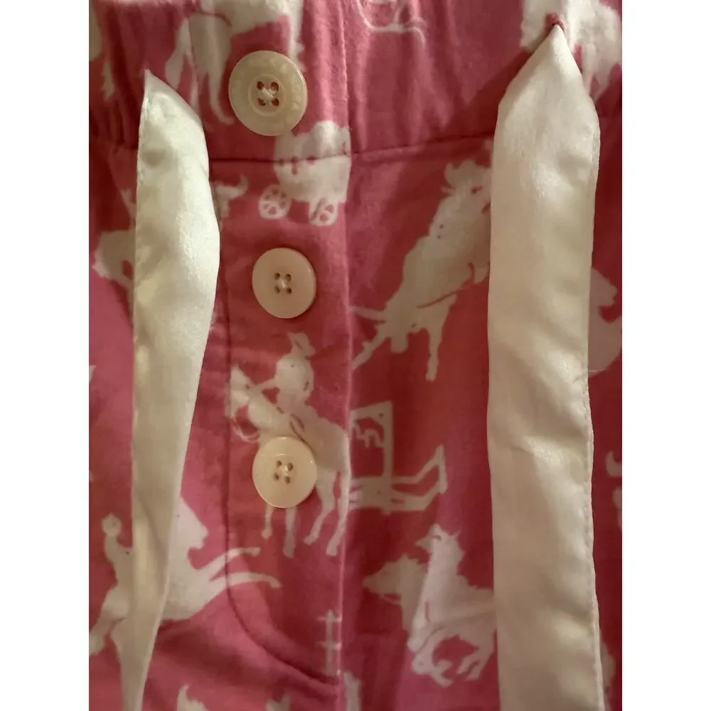Nick and Nora Pink With Ivory Rodeo Round Up 100% Cotton Flannel Pajama Set 2X - Picture 11 of 12
